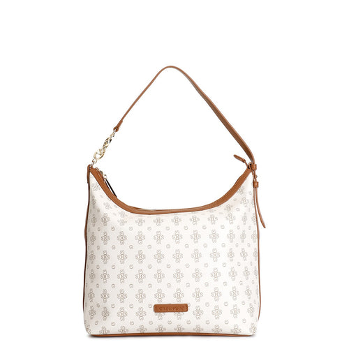 SACCA IN SAFFIANO CON STAMPA MONOGRAM, RIFINITURE A CONTRASTO