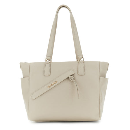 SHOPPING MORBIDA IN MATERIALE A GRANA GROSSA ,CON TASCA CON ZIP E TASCHE LATERA