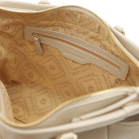 SHOPPING MORBIDA IN MATERIALE A GRANA GROSSA ,CON TASCA CON ZIP E TASCHE LATERA