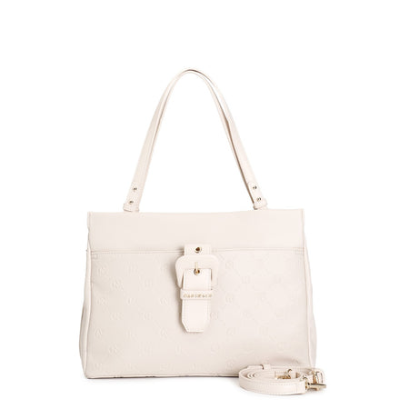 SHOPPING CON STAMPA MONOGRAM EMBOSSED CON TASCA CON PASSANTE E FIBBIA RIVESTITA,