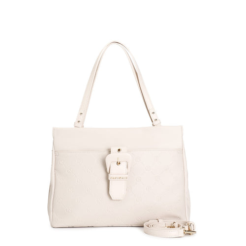 SHOPPING CON STAMPA MONOGRAM EMBOSSED CON TASCA CON PASSANTE E FIBBIA RIVESTITA,