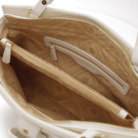 SHOPPING CON STAMPA MONOGRAM EMBOSSED CON TASCA CON PASSANTE E FIBBIA RIVESTITA,