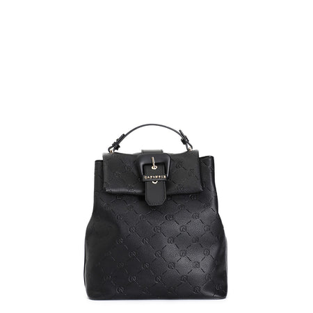 ZAINO CON PATTINA CON STAMPA MONOGRAM EMBOSSED E PASSANTE E FIBBIA RIVESTITA,