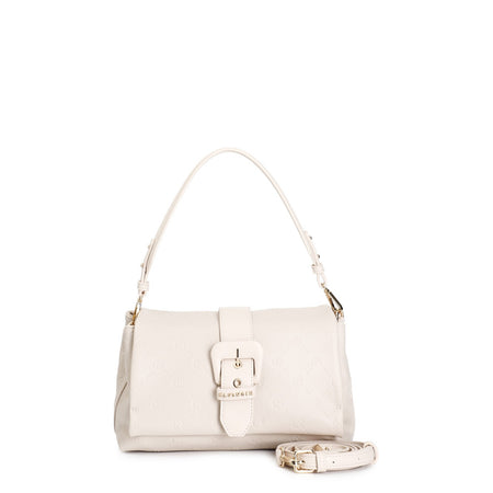 TRACOLLA CON PATTINA CON STAMPA MONOGRAM EMBOSSED E PASSANTE E FIBBIA RIVESTITA,