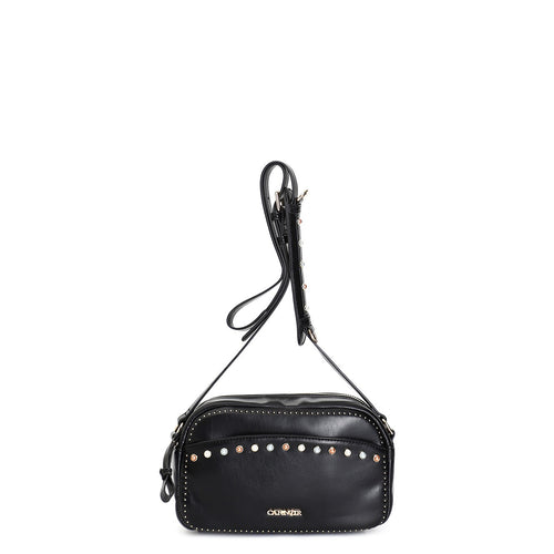 CAMERA BAG CON TASCA CON APPLICAZIONE DI PIETRE COLORATE E MINI RIVETTI