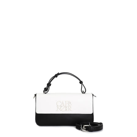 BORSA A MANO COSTRUITA BICOLORE, LOGO RETTANGOLARE IN TINTA, TRACOLLA REMOVIBILE