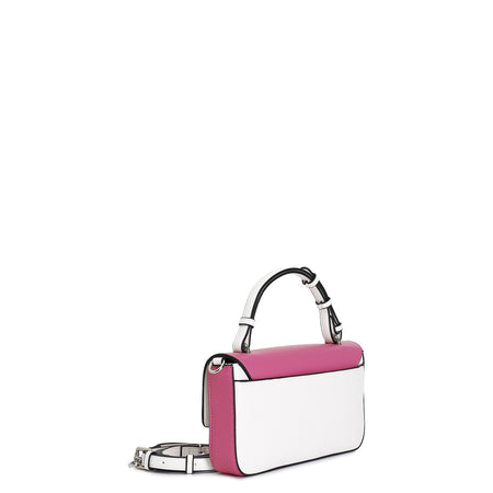 BORSA A MANO COSTRUITA BICOLORE, LOGO RETTANGOLARE IN TINTA, TRACOLLA REMOVIBILE