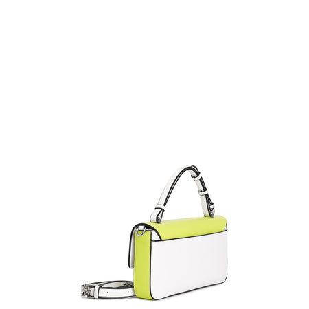 BORSA A MANO COSTRUITA BICOLORE, LOGO RETTANGOLARE IN TINTA, TRACOLLA REMOVIBILE