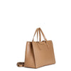 BORSA A MANO IN VERA PELLE MARTELLATA CON TASCA ZIP E PICCOLA PATTINA CON LOGO