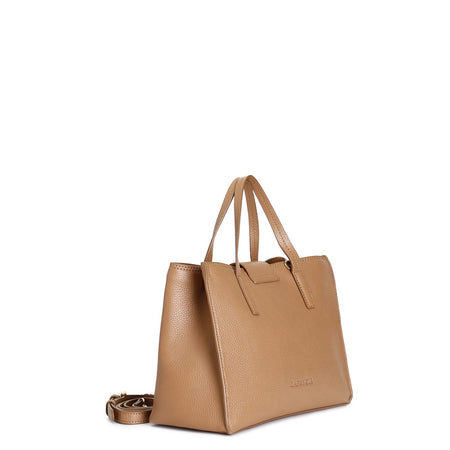 BORSA A MANO IN VERA PELLE MARTELLATA CON TASCA ZIP E PICCOLA PATTINA CON LOGO