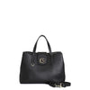 BORSA A MANO IN VERA PELLE MARTELLATA CON TASCA ZIP E PICCOLA PATTINA CON LOGO