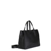 BORSA A MANO IN VERA PELLE MARTELLATA CON TASCA ZIP E PICCOLA PATTINA CON LOGO