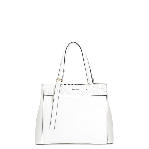 SHOPPING CON MOTIVO DI INFILATURA , TRACOLLA REGOLABILE TRAMITE FIBBIA