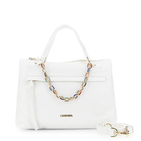 BAULETTO CON TASCA SUL DAVANTI E DECORAZIONE DI CATENA SMALTATA MULTICOLOR