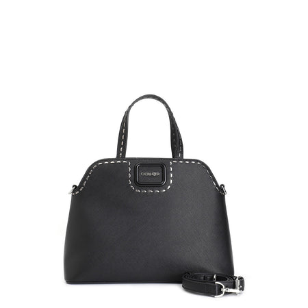 BORSA A MANO IN SAFFIANO CON ACCESSORIOSMALTATO E MOTIVO DI INFILATURA MET