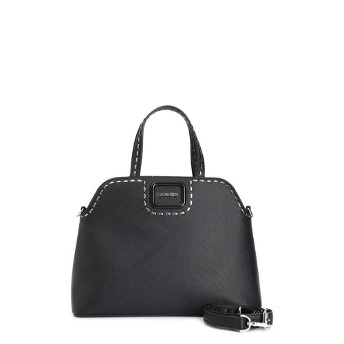 BORSA A MANO IN SAFFIANO CON ACCESSORIOSMALTATO E MOTIVO DI INFILATURA MET