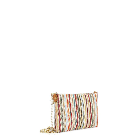 POCHETTE IN RAFFIA CON DOPPIA TARCOLLAIN CATENA