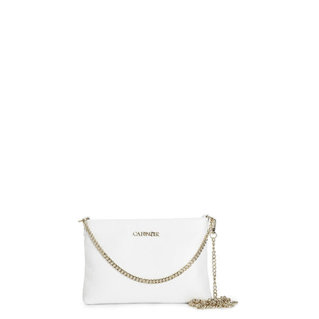 POCHETTE IN PELLE MARTELLATA CON DOPPIA TARCOLLA IN CATENA