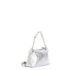CAMERA BAG IN PELLE METALLIZZATA CON MANICO IN CATENA CON MANIGLIOTTO E TNAPPINA