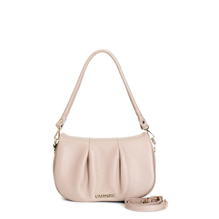 BORSA A SPALLA CON PATTINA CON MOTIVO DI PIEGHE SUL DAVANTI, TRACOLLA TUBOLARE C