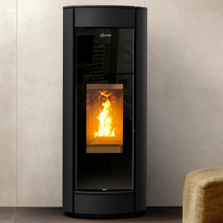 Thermorossi Termostufa a Pellet Moma Supreme Idra 22,5 kW Nero Opaco