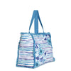 BORSA MARE IN TESSUTO STAMPATO CON FRANGINE E MANICI A NASTRO