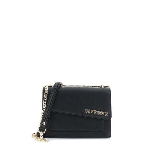 BORSA CON PATTINA ASIMMETRICA CON APPLICAZIONE DI LETTERING, TRACOLLA CON CATENA