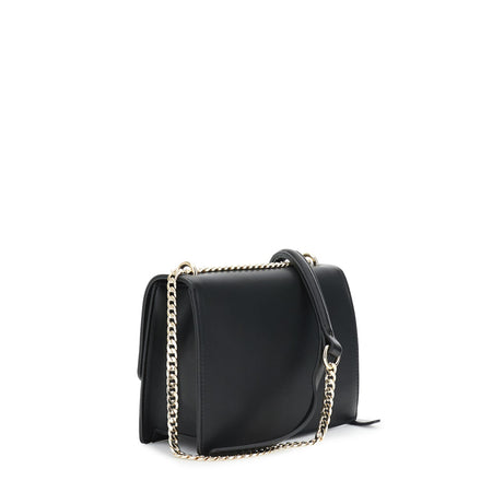 BORSA CON PATTINA ASIMMETRICA CON APPLICAZIONE DI LETTERING, TRACOLLA CON CATENA