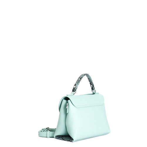 BORSA A MANO CON PATTINA IN MATERIALE CON GRANA E RIFINITURE IN STAMPA PITONE, C