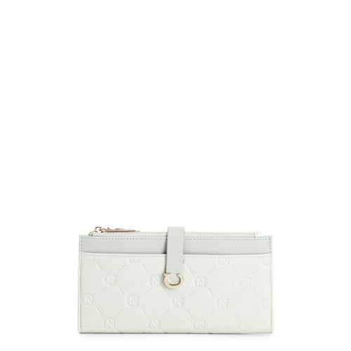 PORTAFOGLIO CON MONOGRAM EMBOSSED, TASCA SUL DAVANTI, 2 TASCHE CON ZIP