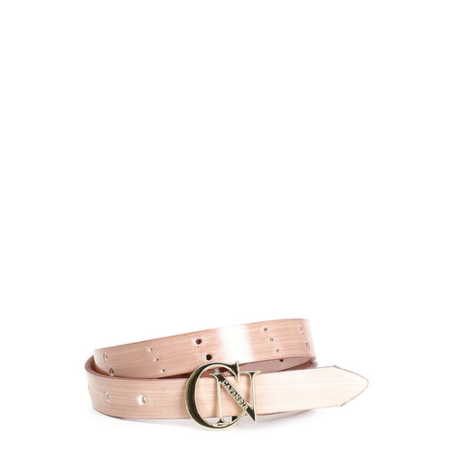 CINTURA IN PELLE CON TRAFORO CON FIBBIACN IN METALLO