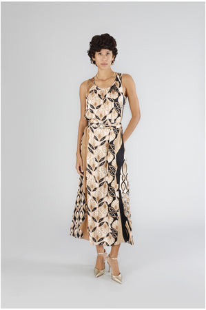 ABITO LUNGO IN SATIN STAMPATO