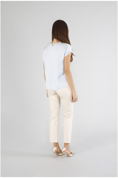 BLUSA SPALLA SCESA IN SATIN