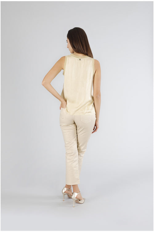 TOP SMANICATO IN SATIN