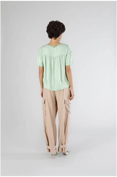 BLUSA SCOLLO A V IN SATIN