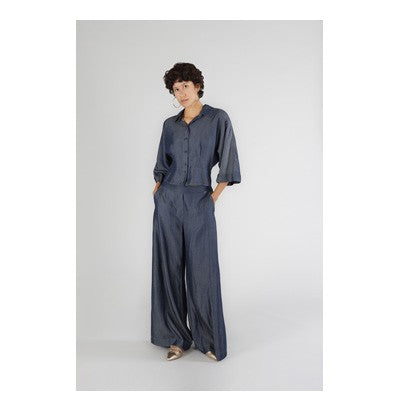 CAMICETTA CON MANICA KIMONO IN TENCEL DENIM