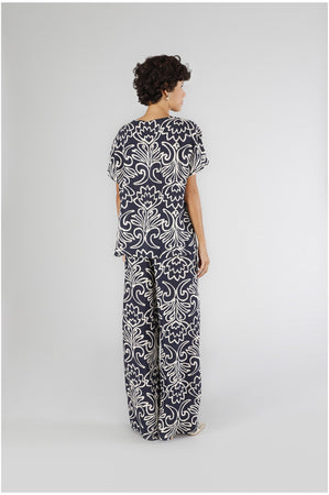 BLUSA SCOLLO A V IN MAROCAINE STAMPATO