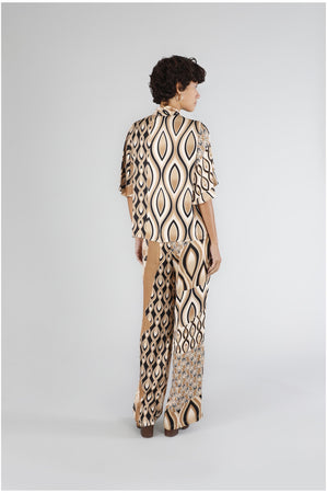 BLUSA CON FUSCIACCA AL COLLO SATIN STAMPATO