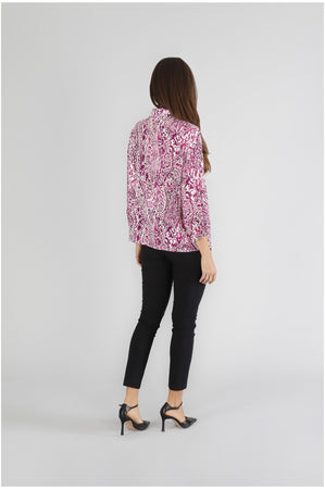 CAMICIA CON MANICHE A SBUFFO IN MAROCAIN STAMPATO