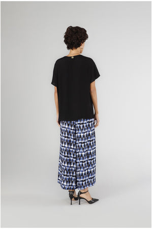 BLUSA SCOLLO A V IN MAROCAINE STAMPATO