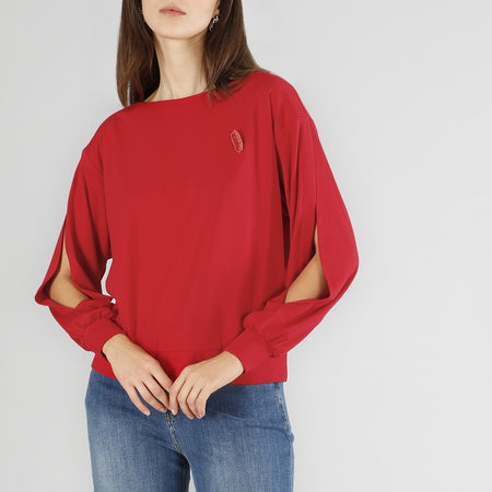 FELPA CON SPACCO SULLA MANICA TESSUTO ELASTICIZZATO