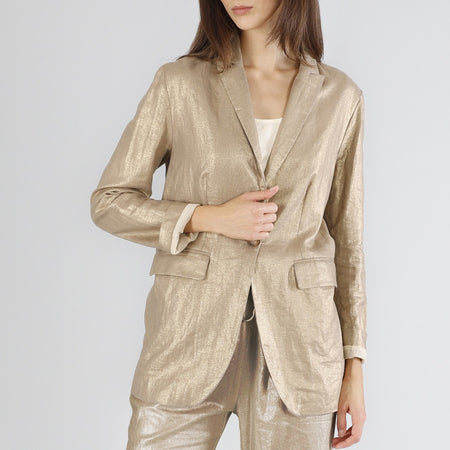 GIACCA MONOPETTO IN LINO PLACCATO