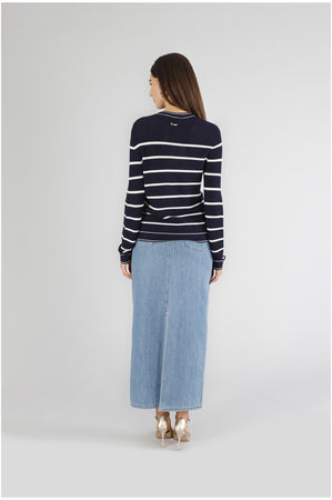 CARDIGAN RIGATO MOTIVO TRAFORO