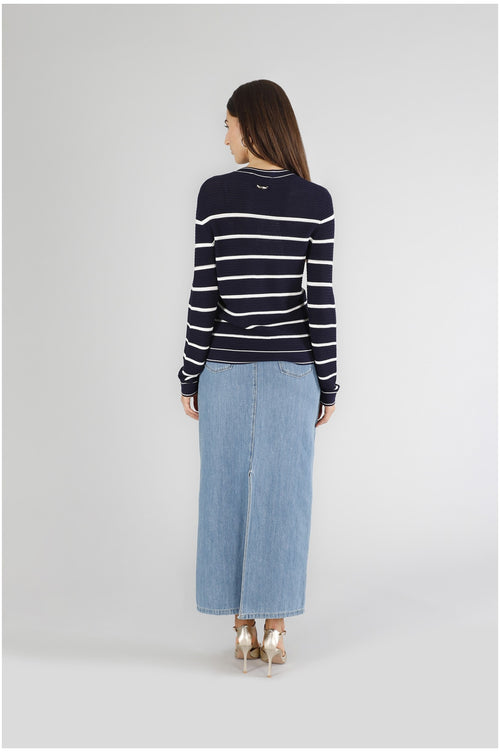 CARDIGAN RIGATO MOTIVO TRAFORO