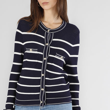 CARDIGAN RIGATO MOTIVO TRAFORO