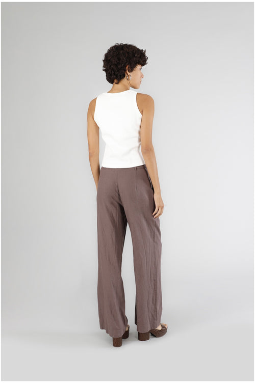 PANTALONE PALAZZO MISTO LINO