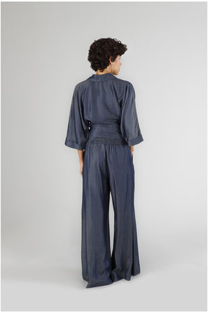 PANTALONE PALAZZO IN TENCEL DENIM
