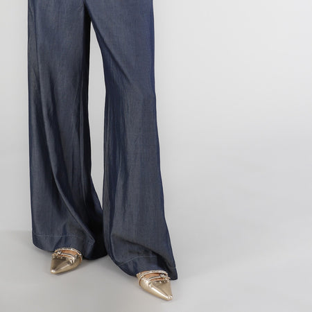 PANTALONE PALAZZO IN TENCEL DENIM