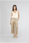 PANTALONE PALAZZO IN LINO PLACCATO