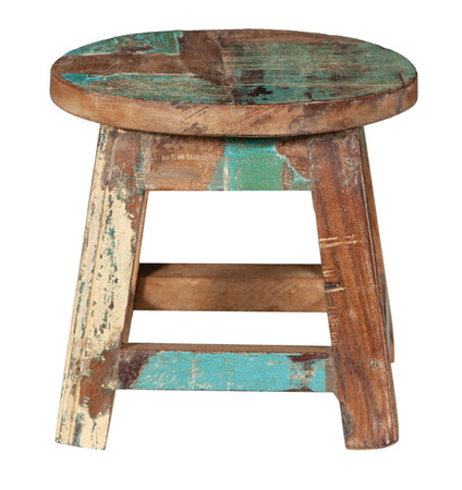 Biscottini PANCHETTO ROTONDO IN LEGNO VECCHIO RICICLATO DI TEAK